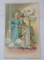 ANTIQUE POSTCARD W/ RELIEF RELIGIONS CHRISTIANITY - VIRGEN MARY BLESSING A GIRL 1931 - Vergine Maria E Madonne