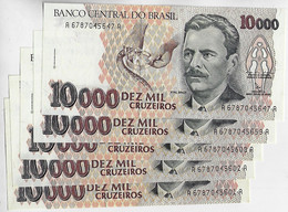 Brazil 5 Banknote Amato-224 Pick-233c 10,000 Cruzeiros 1992 Vital Brazil Uncirculated With Light Yellow Spots Snake - Brésil