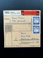GERMANY 1963 PARCEL CARD HONHARDT UBER CRAILSHEIM TO HAMBURG 19-12-1963 DUITSLAND DEUTSCHLAND - Covers & Documents
