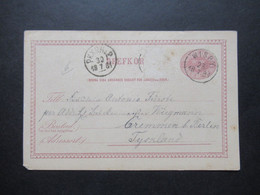 Schweden 1881 Ganzsache Auslandsverwendung Nach Deutschland Stempel Wisby / Zusatzfrankatur Abgelöst!!! - Enteros Postales