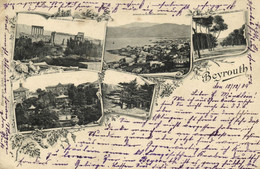 Lebanon, BEIRUT BEYROUTH, Multiview, Place Des Canons, Baalbek (1904) Postcard - Lebanon