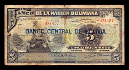 Bolivia 5 Bolivianos 1911 (1929) Pick 113 (1) Serie G RC/BC P/F - Bolivia