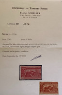 1936 Air Post RARE WMK Scott C76A Yvert 68Aa=7000€ XF Mint 20c Cert Scheller (Mexico Mexique Poste Aérienne Flugpost - Mexique