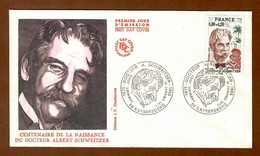 Frankreich / France  1975   Mi.Nr. 1901 , Docteur Albert Schweitzer - FDC Kaysersberg 11 Janvier 1975 - Albert Schweitzer