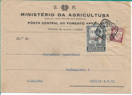 1935 Lisboa To Berlim , Stamp Camilo Castelo Branco 1925 Series Overprinted Açores , Honney , Fomento Apícola - Ecrivains