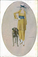 MONESTIER SIGNED 1910s POSTCARD - WOMAN & DOG - SERIE 879 (3852) - Monestier, C.