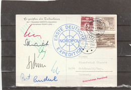 Denmark FIRST GERMAN NORTH POLE EXPEDITION POSTCARD WITH SIGNATURES 1966 - Expediciones árticas