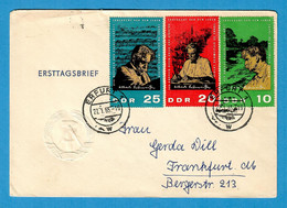 BRD / DDR  1965  Mi.Nr. 1084 / 86 , Doktor Albert Schweitzer - FDC Sonderstempel ERFURT 27.1.1965 - Albert Schweitzer