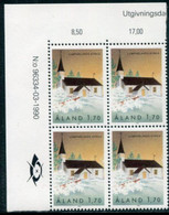 ALAND ISLANDS 1990 Lumparland Church Block Of 4 MNH / **.  Michel 43 - Ålandinseln