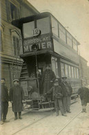 Carte Photo * Tramway N°12 Pub Chocolat MENIER Et Conducteurs * Tram Ligne Chemin De Fer * à Situer - Tramways