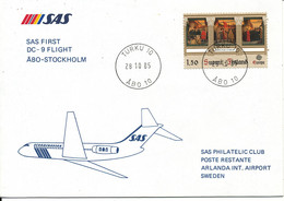 Finland First SAS DC-9 Flight Abo - Stockholm 28-10-1985 - Lettres & Documents