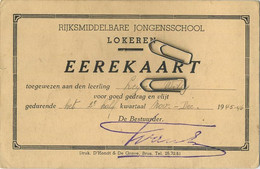 LOKEREN :  Eerekaart Jongensschool  1945 - 46     (  Verso  TIENEN ) - Lokeren