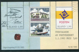 ALAND ISLANDS 1993 Postal Autonomy Block MNH / **.  Michel Block 2 - Aland