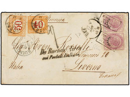 ARGENTINA. 1874. Cover From BUENOS AIRES Franked By Italy 'Estero' 60 C. Lilac In A Horizontal Pair Tied By Small Cartri - Sonstige & Ohne Zuordnung