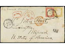 ITALIA. 1862. FIRENZE A U.S.A. 40 Cts. Rojo Y 80 Cts. Amarillo. Circulada En El Buque 'Europa' De La 'Cunard Line' Y Ent - Sonstige & Ohne Zuordnung