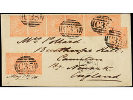 PANAMA. 1875. PANAMA To NEWARK (England). Envelope Franked With 4d. Vermilion (pl. 14) Single Example, Pair And Strip Of - Autres & Non Classés