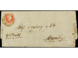 FILIPINAS. 1859. LINGAYEN A MANILA. Carta Completa Con Texto Franqueada Con Sello 5 Cts. Rojo, Matasellado A La Llegada  - Sonstige & Ohne Zuordnung