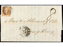 FILIPINAS. 1861. MANILA A HONG KONG. Carta Completa Con Texto Circulada Con Sello De 5 Cuartos Bermellón, Mat. Círculo D - Sonstige & Ohne Zuordnung