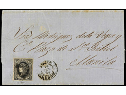 FILIPINAS. 1865. CEBÚ A MANILA. Carta Completa Con Texto Franqueada Con 3 1/8 Cts. Negro, Mat. Círculo De Puntos Y Fecha - Sonstige & Ohne Zuordnung