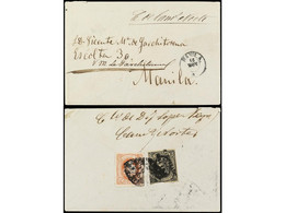 FILIPINAS. (1869 CA.). CAMARINES NORTE A MANILA. Carta Certificada Con Franqueo Al Dorso De 3 1/8 Cts. Negro HABILITADO  - Sonstige & Ohne Zuordnung
