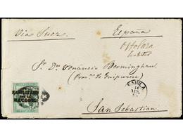 FILIPINAS. 1870. MANILA A SAN SEBASTIÁN. Sobre Con Texto Completo En El Interior Franqueado Con Sello De 1 Real HABILITA - Sonstige & Ohne Zuordnung