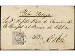 FILIPINAS. 1874. MINDANAO A CEBÚ. 12 Cts. Gris, Mat. MINDANAO / FILIPINAS Y Tránsito Por Manila, Algunas Roturas. RARÍSI - Sonstige & Ohne Zuordnung