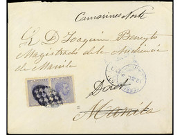 FILIPINAS. 1888. ILO ILO A MANILA Y Reexpedida A DÁET (Camarines Norte). 2 4/8 Ctvos. Gris (2), Mat. Parrilla Colonial Y - Sonstige & Ohne Zuordnung