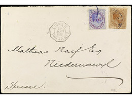 FILIPINAS. 1888. MANILA A SUIZA. 8 Ctvos. Castaño (defecto En Esquina) Y Sello Habilitado Para 8 Cent. S. 2 4/8 Ctvos.,  - Sonstige & Ohne Zuordnung