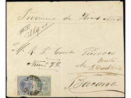 FILIPINAS. (1897 CA.). SOBRE Dirigido A BACARRA (Ilocos Norte). 2 Ctvos. Azul Y 15 Ctvos. Verde, Mat. CORREOS / DE / FIL - Sonstige & Ohne Zuordnung