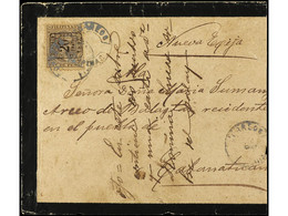 FILIPINAS. 1897. GRAN Fragmento De Carta Circulada A CABANATUAM (Nueva Écija) Con Sello Provisional De 20 Cents. S. 25 C - Sonstige & Ohne Zuordnung