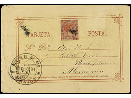 FILIPINAS. 1881. MANILA A ALEMANIA. Entero Postal De 3 Ctvos. S. 50 Mils. Castaño, Llegada En Anverso, Leves Arrugas. MU - Sonstige & Ohne Zuordnung