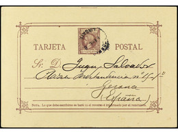 FILIPINAS. 1898. LINGAYEN A ESPAÑA. Entero Postal De 2 Ctvos. Lila, Mat. CORREOS / LINGAYEN. MUY RARO. - Sonstige & Ohne Zuordnung