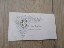 Carte De Visité XIX ème Adhérence Au Dos Illustrée Charles Le Clerc Architecte  En  L'état - Visiting Cards