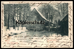 ALTE POSTKARTE GRUSS AUS GÜTERSLOH BRÜNINGS MÜHLE IM WINTER 1901 SCHNEE Snow Mill AK Ansichtskarte Postcard Cpa - Guetersloh