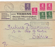WW2, KING MICHAEL, CENSORED SIBIU 30, STAMPS ON REGISTERED COVER, 1945, ROMANIA - Lettres 2ème Guerre Mondiale