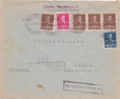 WW2, KING MICHAEL, CENSORED SIBIU 30, STAMPS ON REGISTERED COVER, 1945, ROMANIA - World War 2 Letters