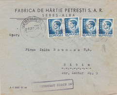 WW2,KING MICHAEL, CENSORED SIBIU 19, STAMPS ON COVER, 1945, ROMANIA - World War 2 Letters