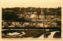 Fougères * Le Jardin Public , L'église St Sulpice Et Le Château - Fougeres