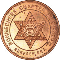 Canada, Jeton, Masonic, Renfrew, Bonnechere, Chapter Penny, SPL, Cuivre - Autres & Non Classés