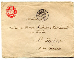 RC 24516 SUISSE 1883 LUCENS SUR ENTIER POSTAL A 10c POUR SAINT IMIER - Entiers Postaux