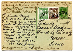 RC 24519 BULGARIE 1934 ENTIER POSTAL AVEC COMPLEMENT D'AFFRANCHISSEMENT POUR GENEVE - Briefe U. Dokumente