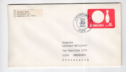 1971. UNITED STATES,JENKINTOWN TO YUGOSLAVIA,8c CENTS STATIONERY STAMPED COVER,USED - 1961-80