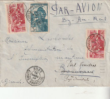 Guinée Lettre Avion BOKE 16/3/1939 Pour Bordeaux Réexpédiée Port Vendres Pyrénées Orientales - Briefe U. Dokumente