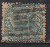 'B' Witin Rectangular Parallel Bars On Four Annas 1866, British India Used, JC Type 34 - 1854 Compañia Británica De Las Indias