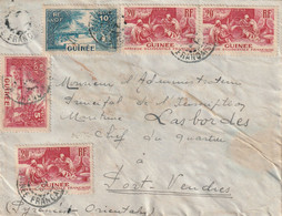 Guinée Affranchissement Recto Verso Lettre Avion BOKE 1938 Pour Port Vendres Pyrénées Orientales - Briefe U. Dokumente