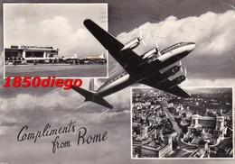 COMPLIMENTS FROM ROME - VEDUTINE F/GRANDE VIAGGIATA 1955 - Fiumicino