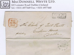 Ireland Westmeath Roscommon Uniform Penny Post Quit Rent 1841 Letter Excise Office To Dublin With PAID AT/ATHLONE - Prephilately