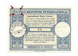 AUSTRALIE  AUSTRALIA, REDFERN 1945, 6 D. International Reply Coupon Reponse Antwortschein IRC IAS - Lettres & Documents