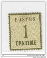 France  -  Alsace-Lorraine  :  Yv  1  *  ,   Très Bon Centrage            ,     N4 - Unused Stamps