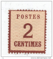 France  -  Alsace-Lorraine  :  Yv  2  (*)    ,   N3 - Unused Stamps